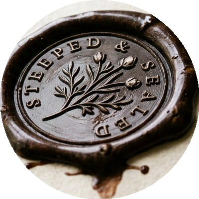 Steeped & Sealed wax seal badge
